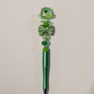Green Decorative Beaded Pen with Eyeball Charm
